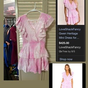 LoveShackFancy Blush Ruffled Mini Dress